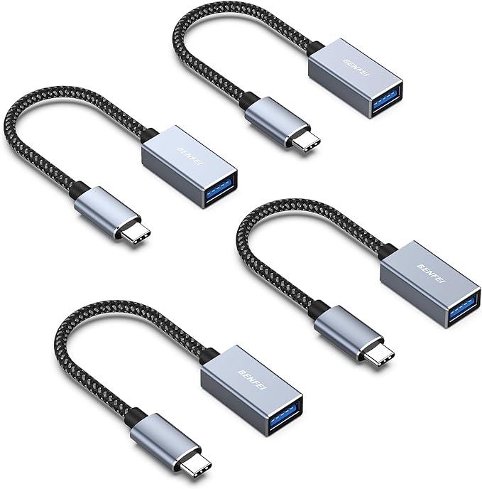 BENFEI 4 Pack USB C to USB 3.0 Adapter, USB C to A Male to Female Adapter Compatible with iPhone 15 Pro/Max, MacBook Pro/Air 2023, iPad Pro, iMac, S23, XPS 17, Surface Book 3 and More