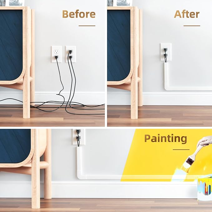 Delamu Cable Hider, 315in Cord Covers for 2-3 Wires on Wall, TV Cord Hider Wall, Paintable Wire Hiders Wire Covers for TV Cords on Wall, Easy Mount Cable Cover Raceway Kit, W0.95 H0.55in, White