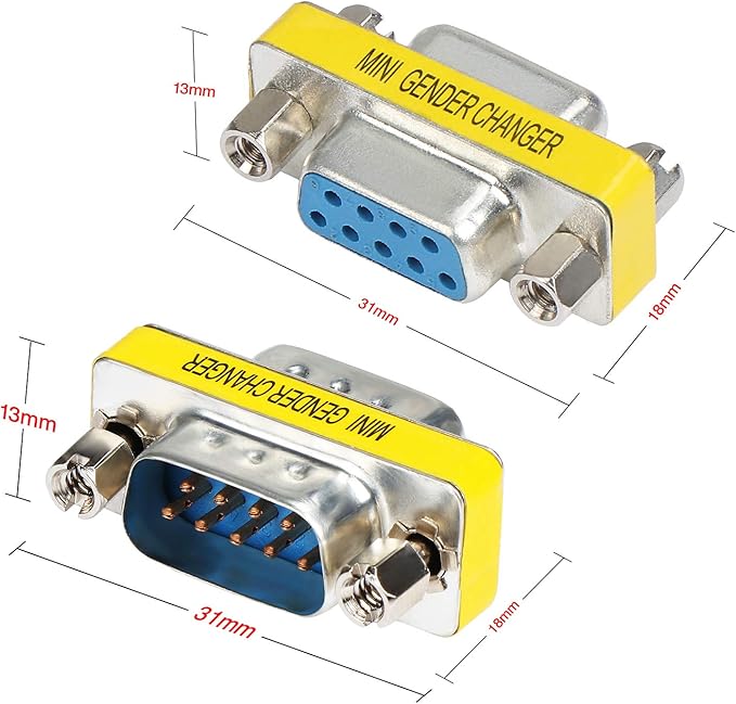 abcGoodefg 9 Pin RS-232 DB9 Male to Male Female to Female Serial Cable Gender Changer Coupler Adapter (20 Pack, DB9 Male to Male Female to Female)