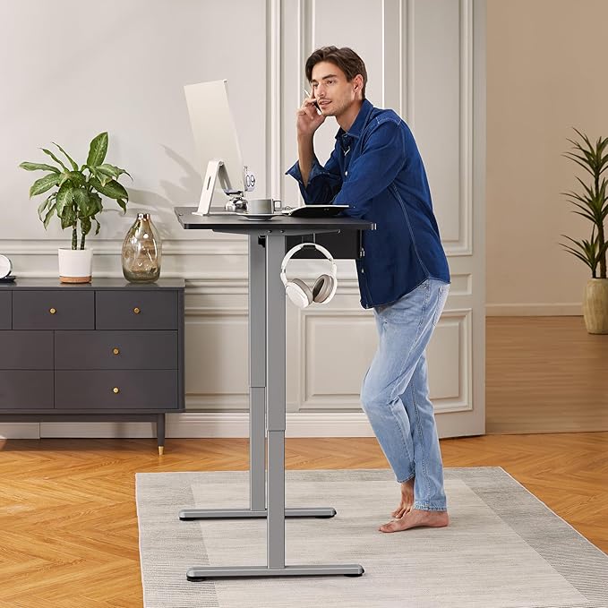 ErGear Electric Stand up Desk Frame,4 Memory Height Settings Height Adjustable Table Legs, Sit Stand Desk Frame Up to 47.2" , Ergonomic Standing Desk Base Workstation, Grey Frame Only