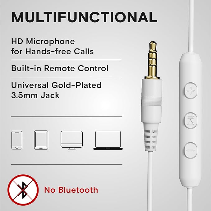 ARTIX CL750 Wired Headphones with Mic & Volume Control — Noise Isolating On-Ear Headphones for Computer and Laptop Wired, Plug in Corded Headphone with Wire (Foldable, Aux Jack 3.5mm)