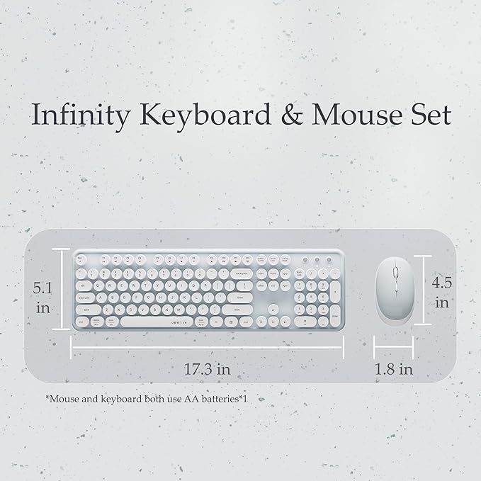 x UBOTIE Colorful Wireless Keyboard and Mouse Combo, Full-Sized Office Keyboard with Typewriter Flexible Keys, 2.4GHz Dropout-Free Connection, Optical Mouse for PC Laptop(Green White)