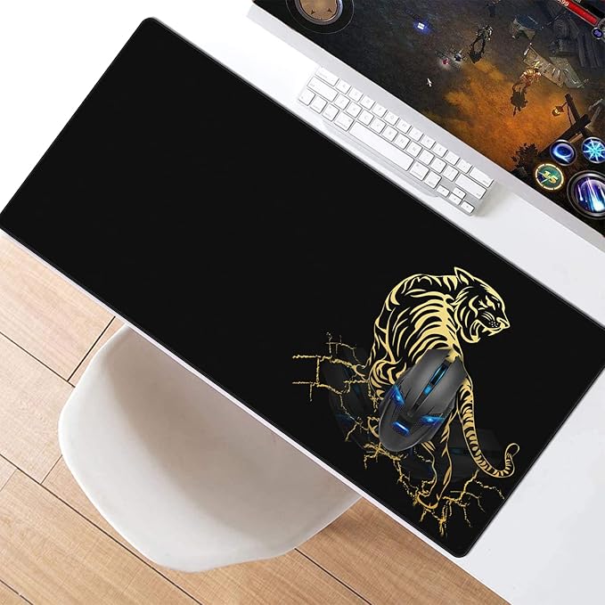 Extended Speed Gaming Mouse Pad Large Size 35.4 X 15.7 X 0.12inches Desk Mat Mousepad with Personalized Design Office Users - Tiger