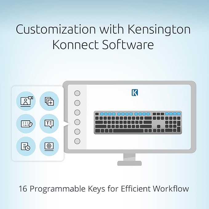 Kensington KB535 Wireless Keyboard, Bluetooth & 2.4GHz Connection, Full-Size Layout, Quiet Scissor-Switch Keys, Programmable, Copilot Hotkey, Compatible with Windows, Black (K75408NA)