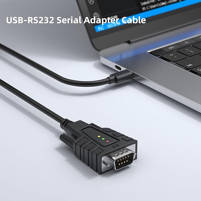 DriverGenius SerialEdgeX Series | USB-C to RS232 (DB9) Adapter with 3 LED Indicators (TX, RX, PWR), Compatible with Windows 11 and macOS 15 【USB232A-B-C, 2-Pack】