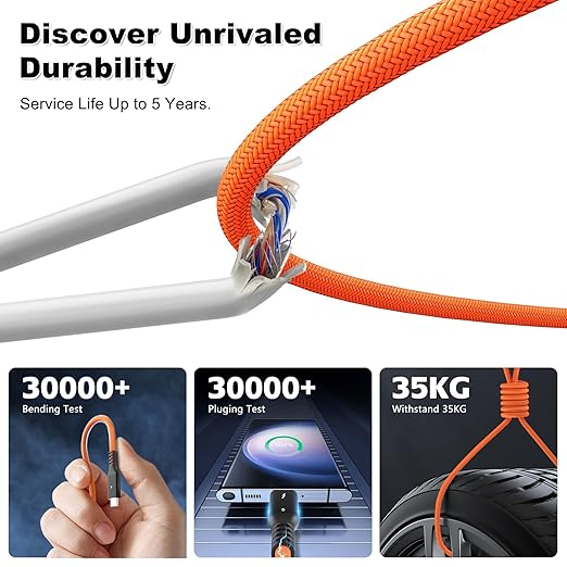 80Gbps Thunderbolt 5 Cable 6.6ft USB C to USB C Cable, 240W(5A) Charging Cord, Braided Type C Cable Compatible for Dual 16K/8K/4K Display, USB8, SSD, eGPU, Mac Studio/mini, iPhone