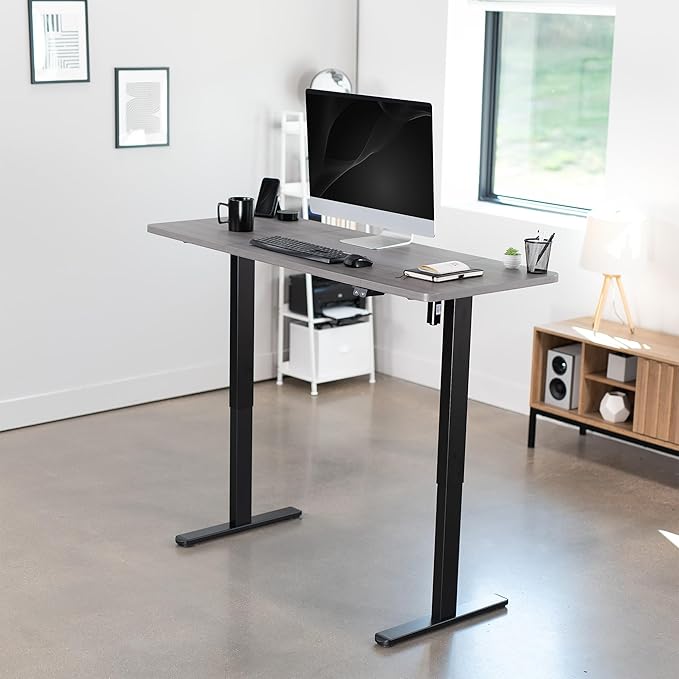 VIVO Electric 60 x 24 inch Stand Up Desk, Height Adjustable, Dark Gray Top Black Frame, Home and Office Furniture Sets, DESK-KIT-B06G
