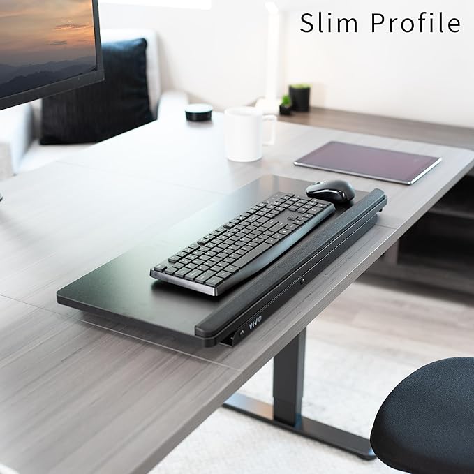 VIVO Black Single Top 27 inch Heavy-Duty Scissors Lift Keyboard and Mouse Riser, Designed for Ergonomic Sit Stand Workstations, DESK-V000P