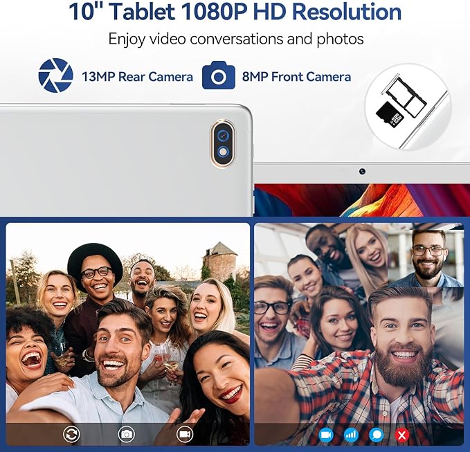 Tablet 10.1 Inch 128 Storage+1TB Expand 2 in 1 Android Tablets, Tablet with Keyboard Case Mouse, 5G Dual WiFi, GPS, Octa Core, HD Touchscreen,13MP Dual Camera, Bluetooth, 7000 mAh Battery -Silver