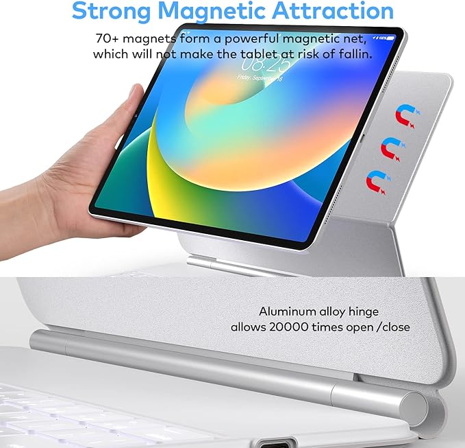 Keyboard Case for iPad Air 13 (M4 2026/M3 2025/M2 2024) and iPad Pro 12.9 inch 6th/5th/4th/3rd Generation–Magic-Style Magnetic Keyboard Case with Multi-Touch Trackpad – Floating Cantilever Stand