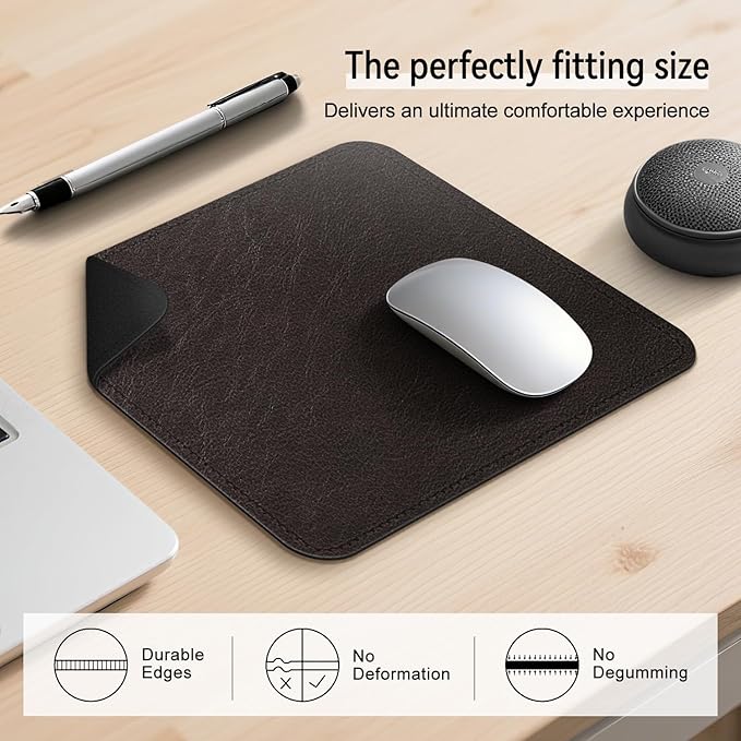 Imitation Crazy Horse Leather Desk Mat - Waterproof Desk Pad - Ideal for Large Mouse Pad and Desk Mats on Top of Desks (deep Coffe+Black, 11"*8")