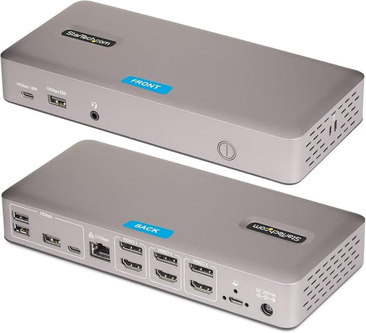 StarTech.com USB-C Docking Station (USB4), Triple 4K 60Hz Monitors, Up to 100W Laptop Charging, 2.5GbE, Driverless, Not macOS Compatible