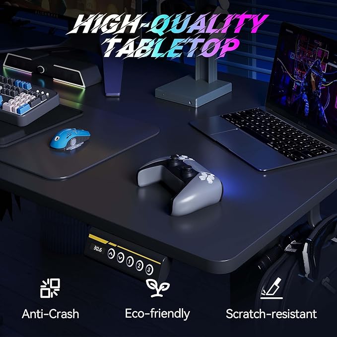 Electric Standing Desk,40x24 Inches Adjustable Height Stand up Desk, Sit Stand Home Office Desk with Splice Board, 3 Preset Heights,Equipped with Hooks,Ergonomic Computer Desk Workstation，Black