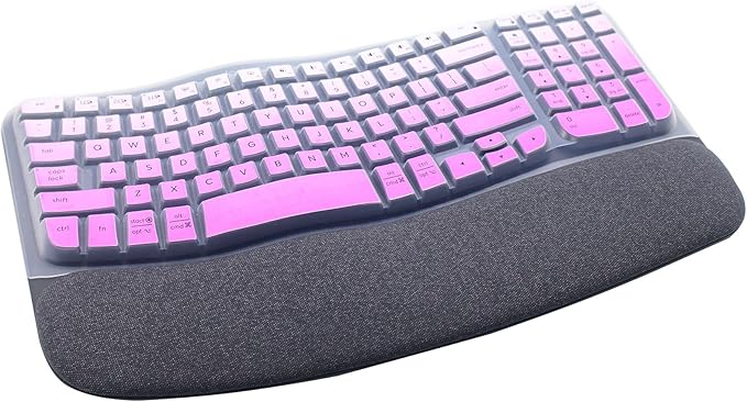 Ultra Thin Desktop PC Silicone Keyboard Cover Skin Protector Compatible with Logitech Wave Keys MK670 Wireless Keyboard, 2023 Logitech Wave Keys Wireless Keyboard Skin (Gradient Purple)