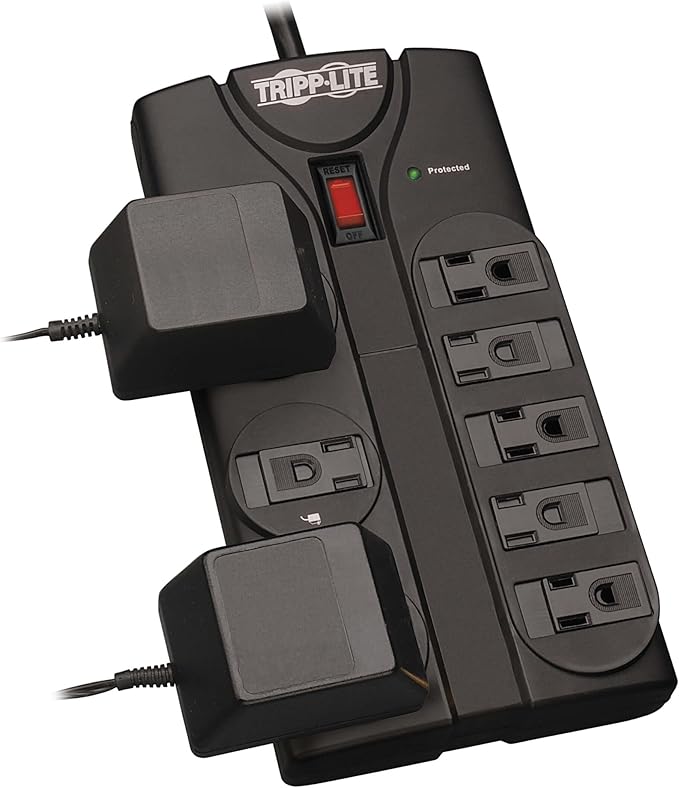 Eaton Tripp Lite Series TLP808B 8 Outlet Surge Protector Power Strip with Flat Plug, 1440 Joule Rating, Black, UL Listed & Certified, 8ft Extension Cord with Multiple Outlets for Home Office