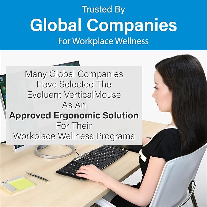 Evoluent – Inventor of The Vertical Mouse – VMDM Ergonomic Vertical Mouse Right Hand Medium Wired USB, Sculpted for Comfort, Reduces Wrist Strain, 4 Speeds, 6 Customizable Buttons in Windows