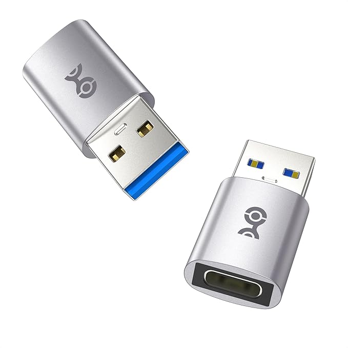 Cable Matters 2-Pack 10Gbps USB to USB C Adapter for Fast Charging & High-Speed Data Transfer, Reversible USBC Port, USBA Male to USBC Female Adapter for iPhone 17/16, iPad Pro, Galaxy S23