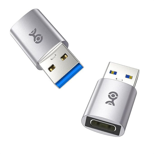 Cable Matters 2-Pack 10Gbps USB to USB C Adapter for Fast Charging & High-Speed Data Transfer, Reversible USBC Port, USBA Male to USBC Female Adapter for iPhone 17/16, iPad Pro, Galaxy S23