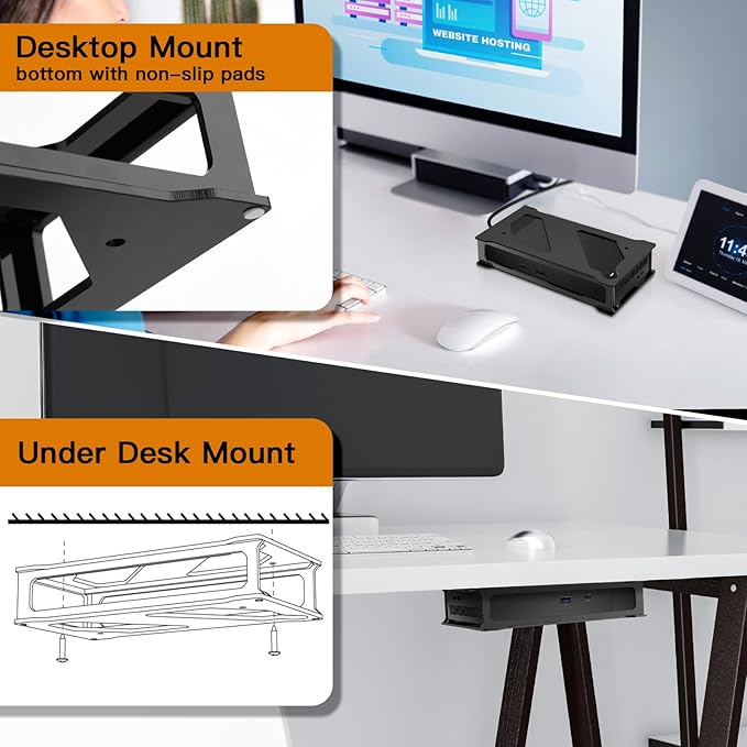 Wall and Under Desk Mount Compatible with Dell WD19 Series Dock, Acrylic Holder Docking Station Mounting Stand for Dell WD19, WD19S, WD19DC, WD19DCS, WD19TB, WD19TBS, WD22TB4 Dock