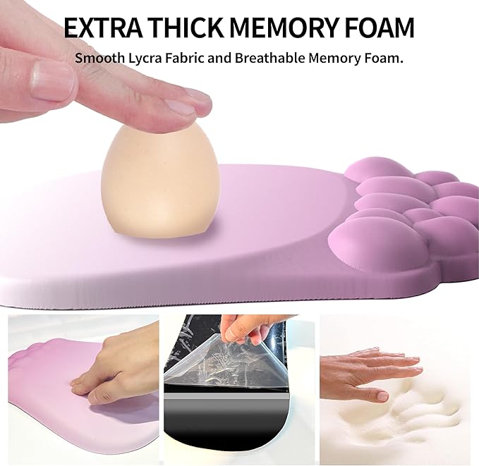 Ergonomic Mouse Pad and Keyboard Rest, 2 in 1 Cloud Wrist Rest + Mouse Pad, Non-Slip for Easy Typing & Wrist Pain Relief - Flower Gradient Pink