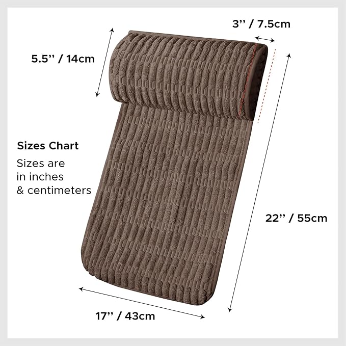 WdFour Headrest Memory Foam Pillow, Support Cushions for Neck, Back or Leg for Sofas, Recliners, Office Chairs, Massage Chairs for Neck Pain Relief and Cervical Support (Brown, 17" Wx2.7 D)