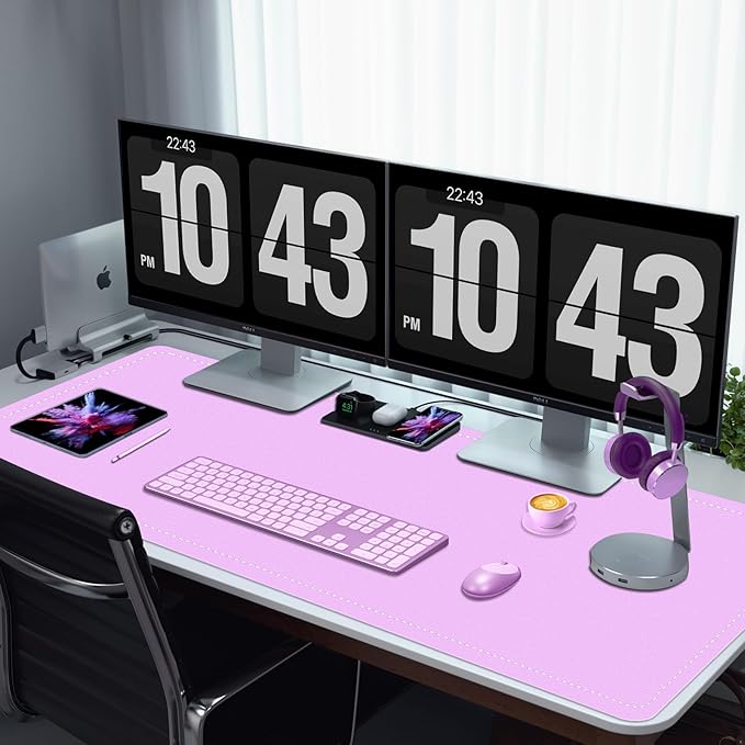 47.2" x 23.6" Large Desk Pad Mat - Non-Slip PU Leather Desk Mat, Large Mouse Pad, Computer Mat for Keyboard Mouse, Waterproof Desk Writing Mat (Violet)
