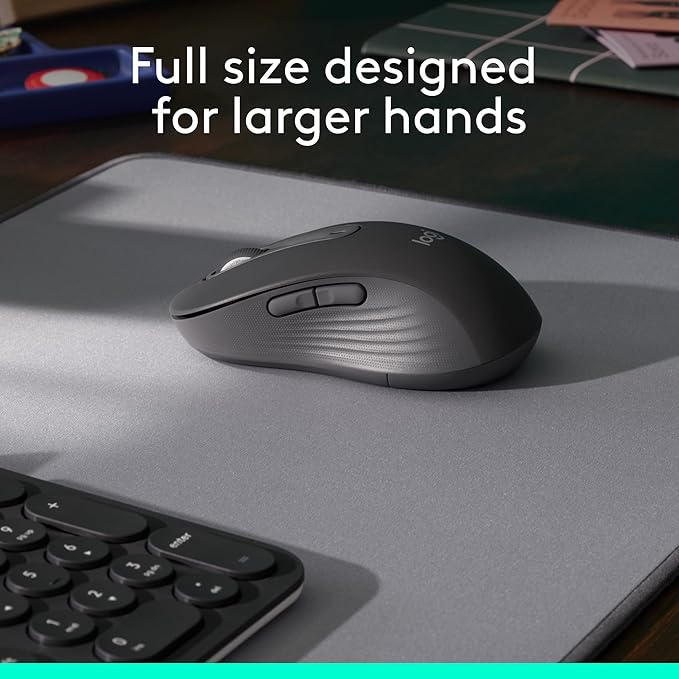 Logitech Signature M650 L Full Size Wireless Mouse - for Large Sized Hands, 2-Year Battery, Silent Clicks, Customizable Side Buttons, Bluetooth, for PC/Mac/Multi-Device/Chromebook - Classic Blue