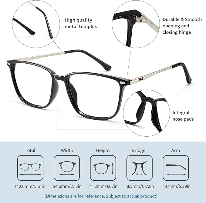 Cyxus Blue Light Blocking Glasses for Men and Women, Ultra Lightweight TR90 Metal Frame Computer Glasses for Gaming, Office, Reading, Digital Screen Protection 8208T01