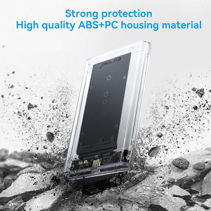 ELUTENG 2.5'' Hard Drive Enclosure 5Gbps USB 3.0 to SATA External Hard Drive Enclosure Tool Free Hard Drive Case for 7mm 9.5mm HDD SSD 4TB Capacity Support UASP Compatible with WD Seagate Samsung