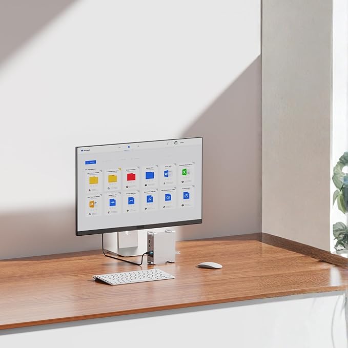 Mac mini M4 / M4 Pro Dock, Vertical Stand with M.2 NVMe/SATA SSD Enclosure, 4K@60Hz HDMI, 10Gbps USB-C/A, SD/TF, 3.5mm Audio, 100W PD, Aluminum Docking Station