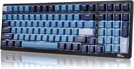 RK ROYAL KLUDGE RK98 Wireless Mechanical Keyboard, Triple Mode 2.4G/BT5.1/USB-C Hot Swappable Mechanical Keyboard with Number Pad, Pre-lubed Switches RGB Backlit Gaming Keyboard, Software Support