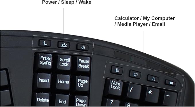 Adesso AKB-450UB - Ergonomic Keyboard with Built-in Touchpad & Palm Rest for Comfort, Wired USB, Multimedia Hotkeys, Split Keys Design - Compatible for PC