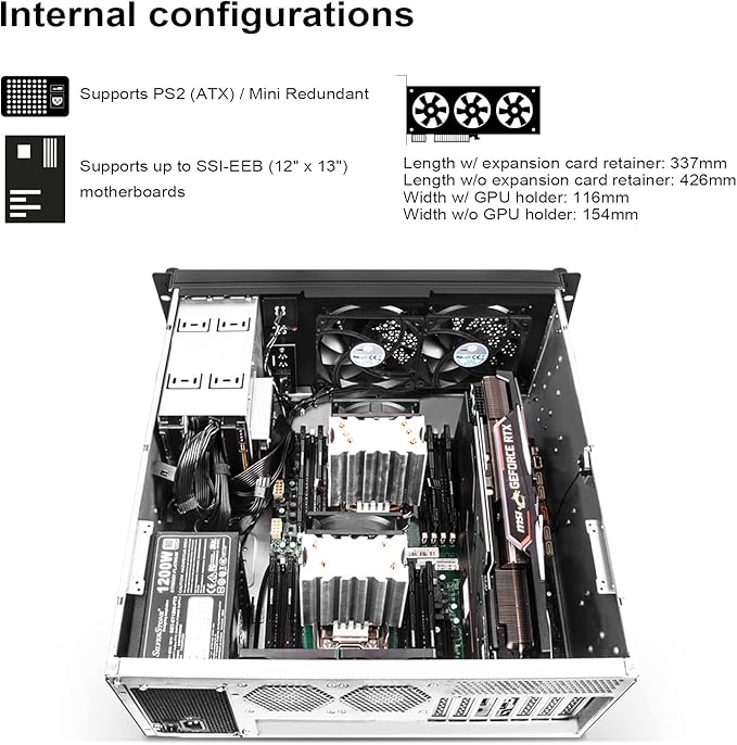 Silverstone RM42-502 4U rackmount Server Chassis with Liquid Cooling Compatibility, SST-RM42-502