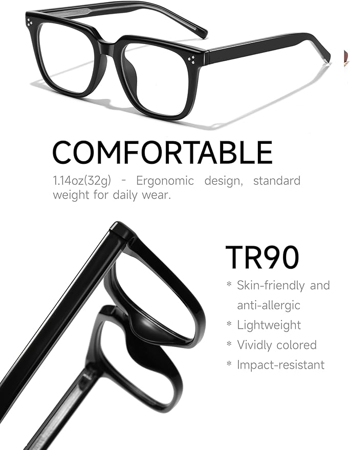 Oversized Square Blue Light Glasses for Woman Men fashion Reduce Eyestrain Protection for TV/Computer/Gaming