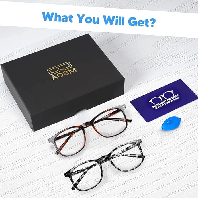 AOSM Blue Light Glasses for Men & Women,Gaming glasses Anti-Glare UV400 Protection,Blue Light Blocking to Relieve Eye Strain