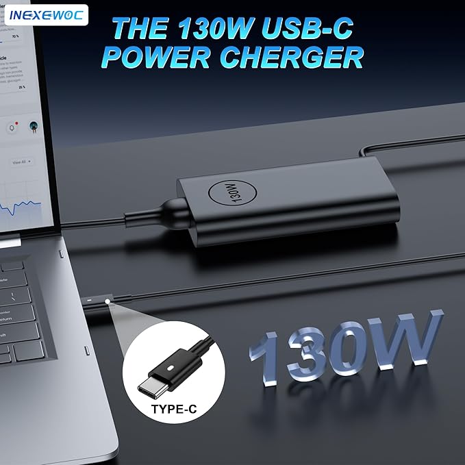 130W USB C Laptop Charger Compatible with Dell XPS 15 17 2in1 9575 9500 9520 9700 Precision 3560 5550 5530 5750 5560 5570 Latitude 9510 9410 7210 7310 7410 5510Type C AC Adapter Power Cord