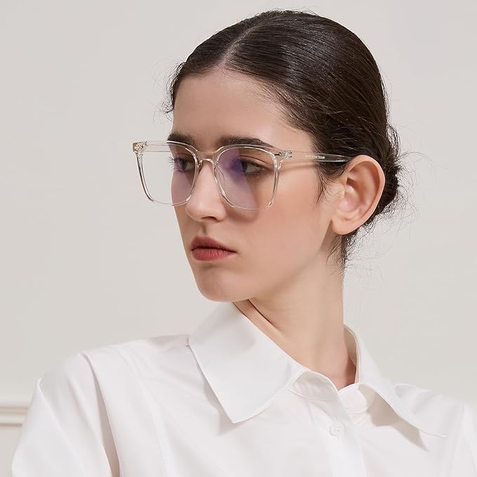 Oversized Square Blue Light Blocking Glasses for Women Men, Anti-Fatigue Computer Monitor Glasses Reduce Eye Strain