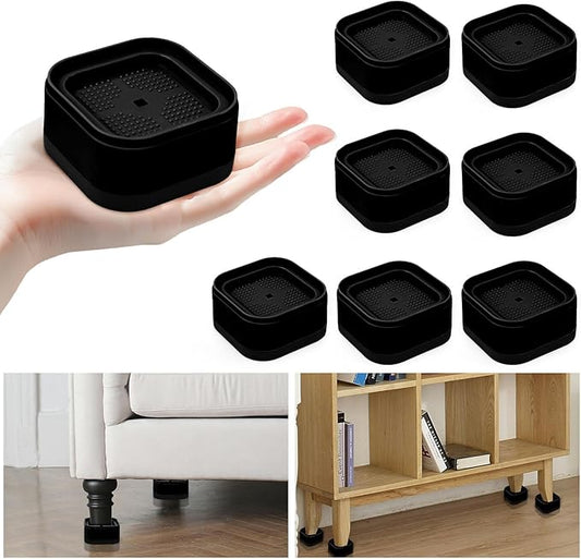 4 Pack Furniture Risers, Adjustable Bed Risers Heavy Duty Stackable Bed Raisers for Table Desk Couch Chair Sofa Cabinet Bed Legs Lift Height 1" (4, Black-2)