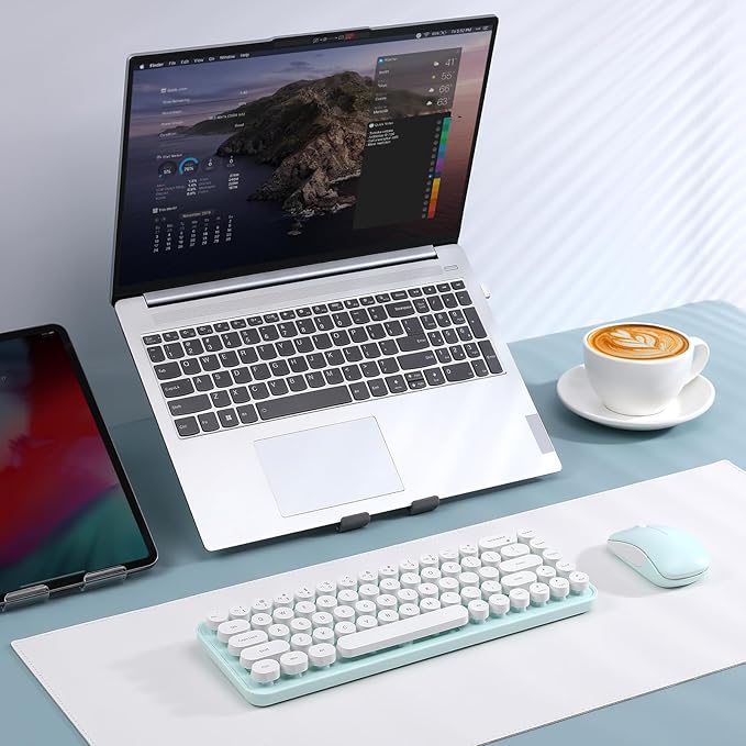 i68 Wireless Typewriter Keyboard and Mouse Combo,2.4GHz Cordless Connection, Cute Retro Aesthetic Design Round Keycaps for Tablet, Phone, PC and Win/Mac/Android(Green)