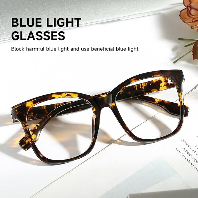 Oversized Square Blue Light Blocking Glasses for Women and Men - Gaming & Computer Anti-Fatigue