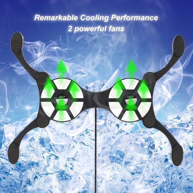 QUZHI Mini Portable Folding Foldable USB Dual Fan Cooler Cooling Pad for PC Laptop Notebook 7