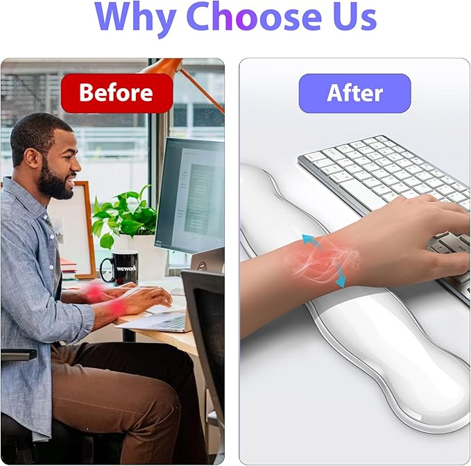 Gel Keyboard and Mouse Wrist Rest Set, Clear Silicone Ergonomic Support for Typing & Gaming Pain Relief, 2-PC Cute Wrist Rest for Office, Computer, Laptop (Green)