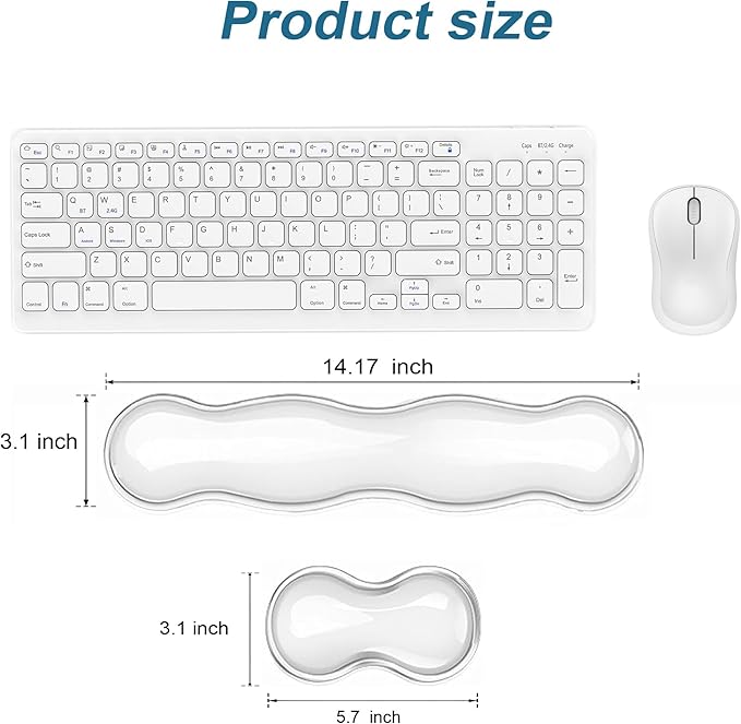 Clear Gel Wrist Rest for Keyboard, Ergonomic Keyboard Wrist Rest for Typing Pain Relief, Keyboard Arm Rest for Office, Gaming, Computer, Laptop - Transparent Green