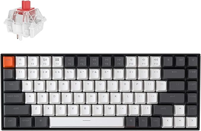 Keychron K2 75% Layout 84 Keys Hot-swappable Bluetooth Wireless/USB Wired Mechanical Keyboard for Mac with Super Red Switch/Double-Shot PBT Keycaps/White LED Backlit for Windows Version 2