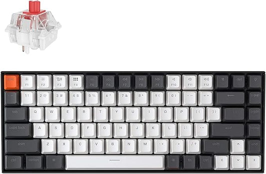 Keychron K2 75% Layout 84 Keys Hot-swappable Bluetooth Wireless/USB Wired Mechanical Keyboard for Mac with Super Red Switch/Double-Shot PBT Keycaps/White LED Backlit for Windows Version 2