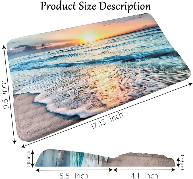 Computer Keyboard Stand Pad with Wrist Rest Easy Typing Wrist Rest Support with Comfortable Wrist Pad Ergonomic Tilted Keyboard Riser Holder for Desktop Office Home School Ocean Beach