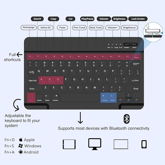 MMK Galaxy Tab A9 Plus Case with Keyboard (11" 2023), Compatible with Samsung A11 Plus Tablet Case Keyboard (11" 2025, SM-X230, SM-X236B), Wireless Detachable-Black