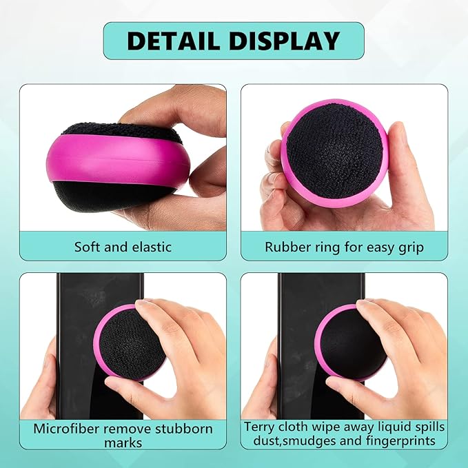 Suclain 4 Pack Touch Screen Cleaner Balls Phone Cleaning Ball Microfiber Touch Car Screen Glass Cleaner for Easter Computer Laptop Phone Monitor(Black, Blue, Rose Red, Purple)