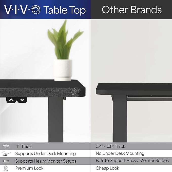 VIVO Electric 60 x 24 inch Stand Up Desk, Height Adjustable, White Top Black Frame, Home and Office Furniture Sets, DESK-KIT-B06W