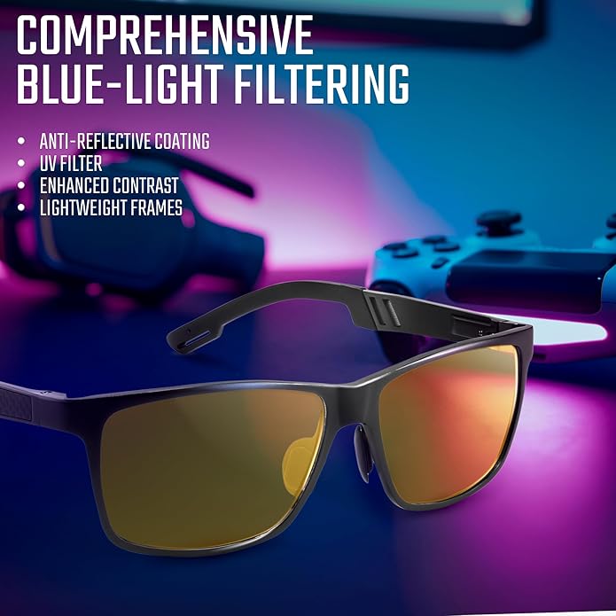 IBOANN Blue Light Glasses for Men - Lightweight Al-Mg Metal, Gaming Computer Blocking Glasses, Eye Protection Anti Eyestrain